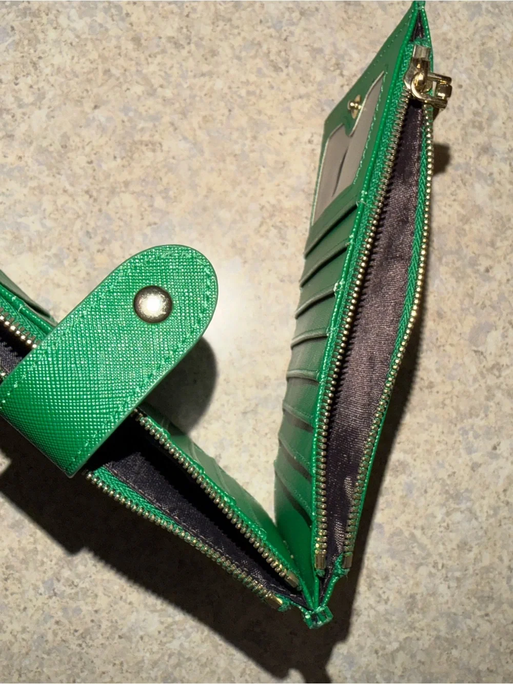 Travelambo Emerald Green RFID Bifold Wallet Gold Hardware